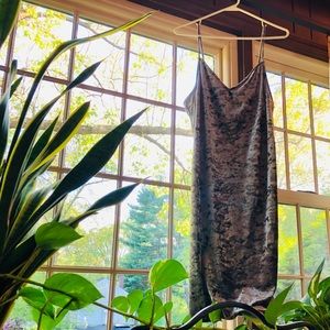 Silver Crushed Velvet Slip Dress